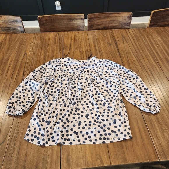 Anna Glover x H&M Blue & Cream Moth Polka Dot V-Neck Lined flowy blouse Small - Picture 1 of 10